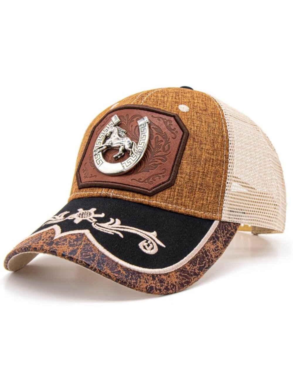 Men's B Brown Polyester Western Vintage Cowboy Cute Baseball Cap